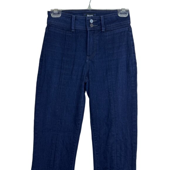 Paige Claudine Women's 25 Bootcut Dark Wash Cropped Jeans Stretch Front Slit - Picture 3 of 12